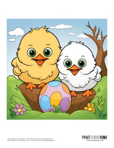 Cute Easter chicks clipart drawings from PrintColorFun com (06)