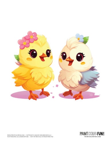 Cute Easter chicks clipart drawings from PrintColorFun com (08)