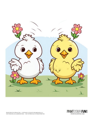 Cute Easter chicks clipart drawings from PrintColorFun com (10)