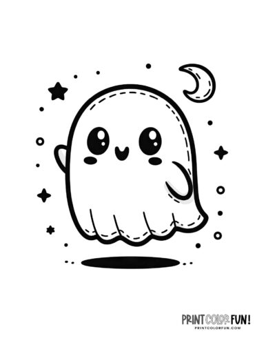 Cute Halloween ghost coloring page