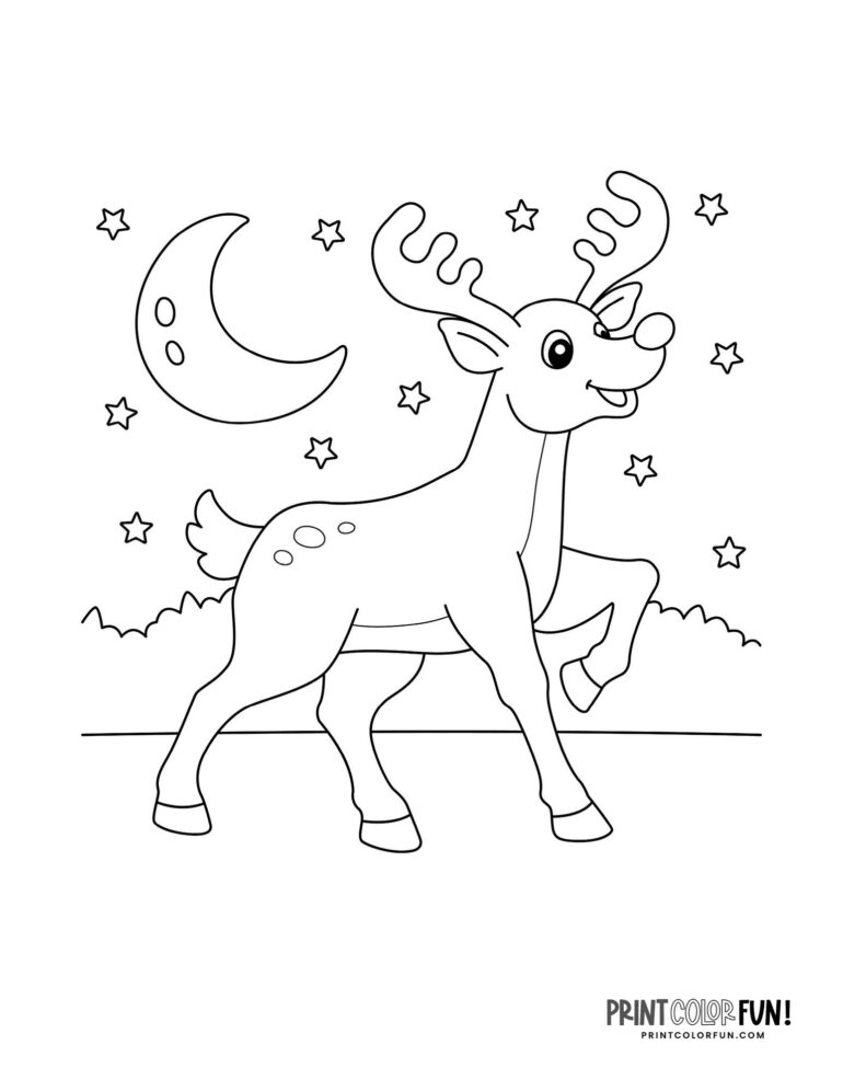 17 adorable Rudolph coloring pages & other reindeer clipart to light up