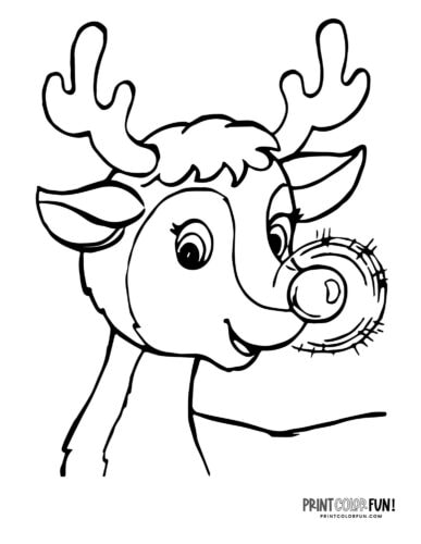 Cute Rudolph the Red Nosed Reindeer Christmas coloring page - PrintColorFun com