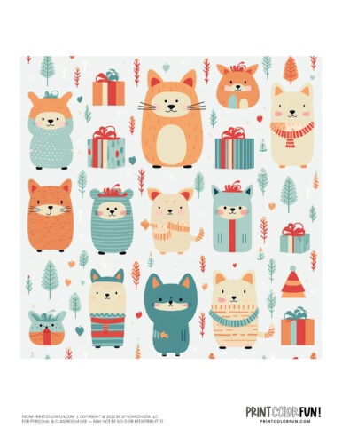 Cute animal Christmas wrapping paper from PrintColorFun com (2)
