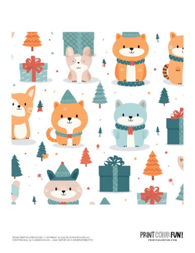 Cute animal Christmas wrapping paper from PrintColorFun com (4)