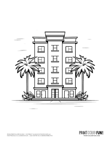 Cute apartment buiilding coloring page from PrintColorFun com (2)
