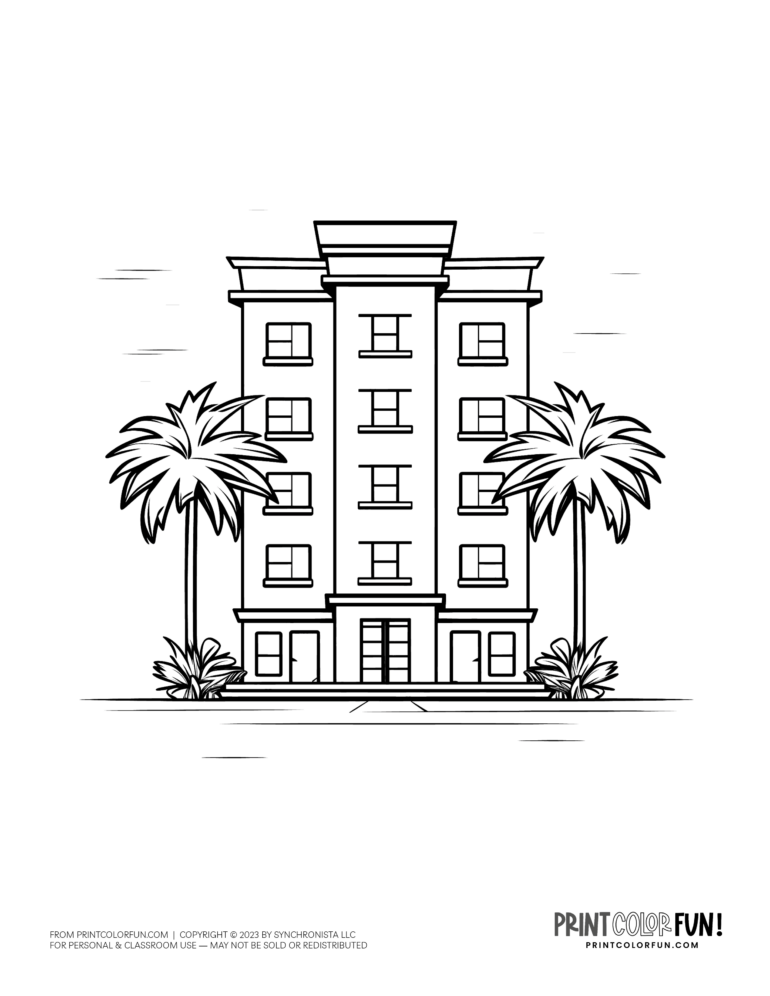 Apartment building coloring pages - Cute Apartment Buiilding Coloring Page From PrintColorFun Com 2 770x996 