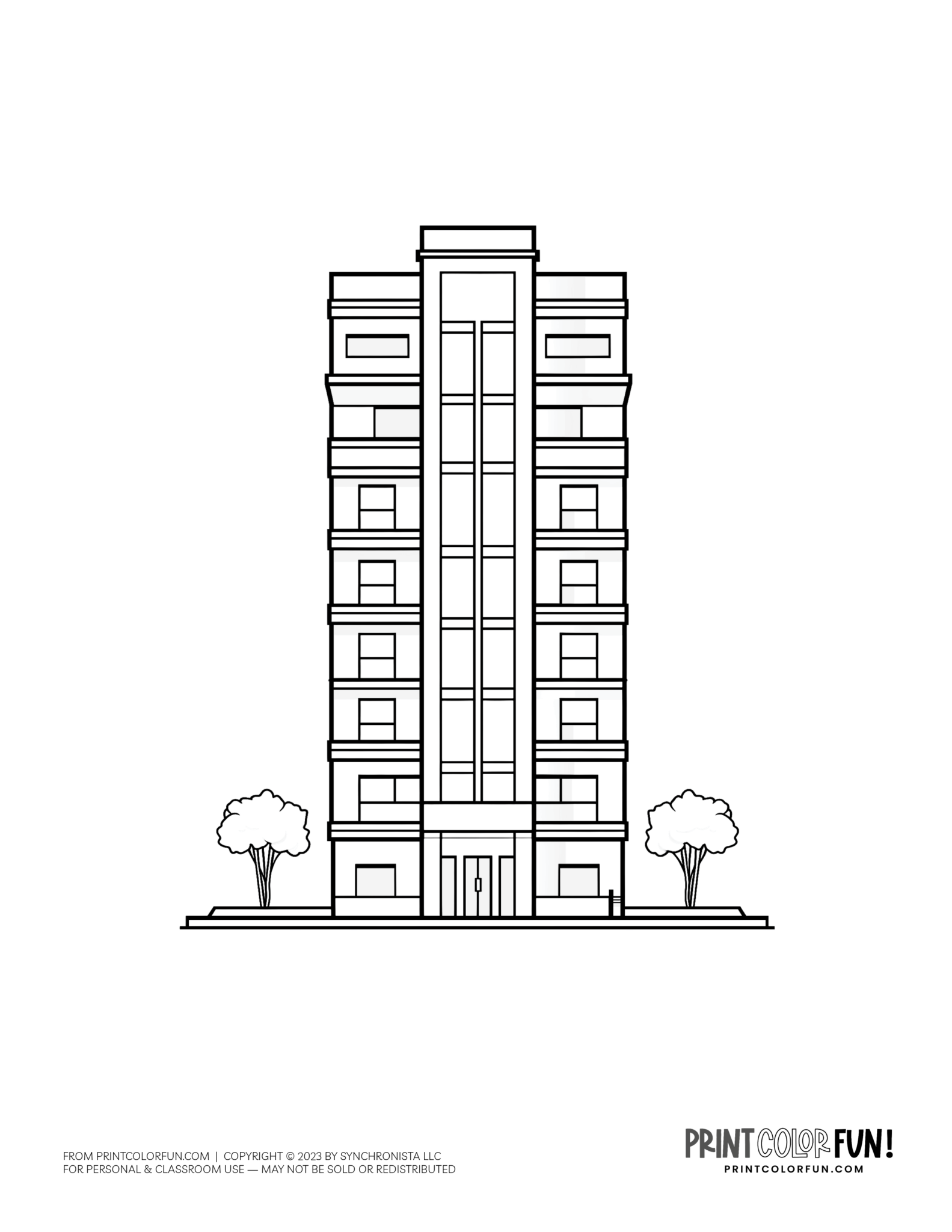 Apartment building coloring pages & clipart, at