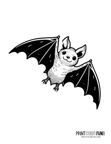 Bat coloring pages: Cute bat flying