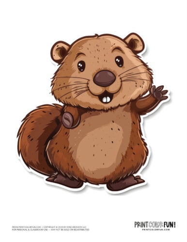 Cute beaver clipart - animal drawing from PrintColorFun com (01)