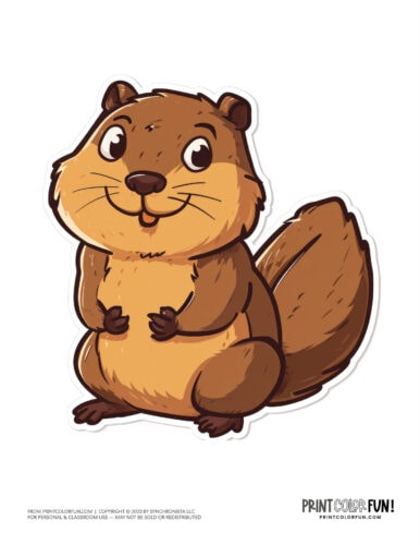 Cute beaver clipart - animal drawing from PrintColorFun com (02)