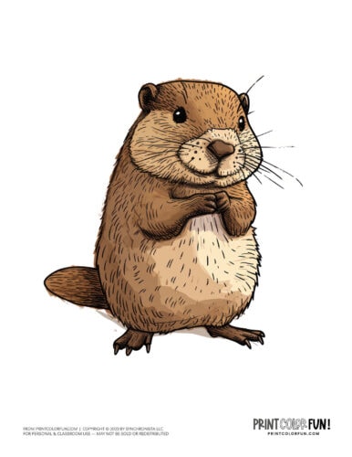 Cute beaver clipart - animal drawing from PrintColorFun com (05)