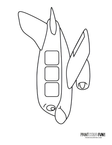 Cute cartoon airplane coloring page from PrintColorFun com