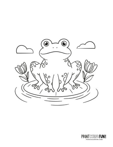 Cute cartoon frog coloring page clipart from PrintColorFun com (2)