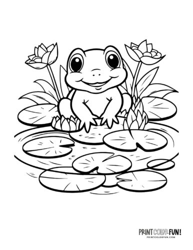 Cute cartoon frog coloring page clipart from PrintColorFun com (3)