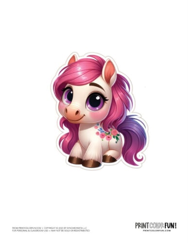 Cute cartoon horse or pony color clipart from PrintColorFun com 1