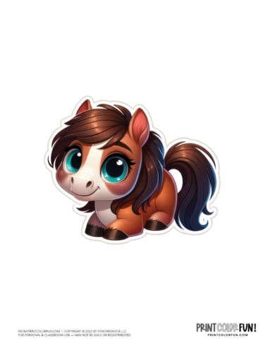 Cute cartoon horse or pony color clipart from PrintColorFun com 2