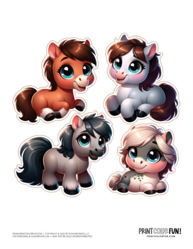 Cute cartoon horse or pony color clipart from PrintColorFun com 3