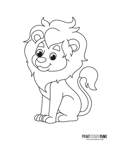 Cute cartoon lion coloring page - PrintColorFun com