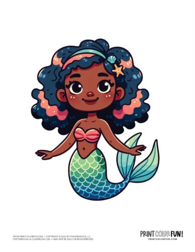 Cute cartoon mermaid clipart from PrintColorFun com (3)