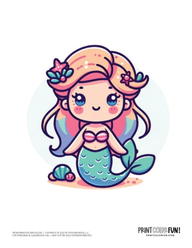 Cute cartoon mermaid clipart from PrintColorFun com (4)