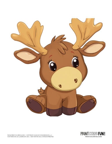 Cute cartoon moose clipart from PrintColorFun com (2)