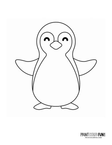 Cute cartoon penguin coloring page from PrintColorFun com