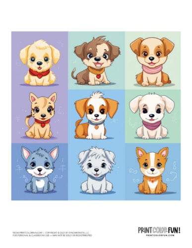 Cute cartoon puppycolor clipart from PrintColorFun com