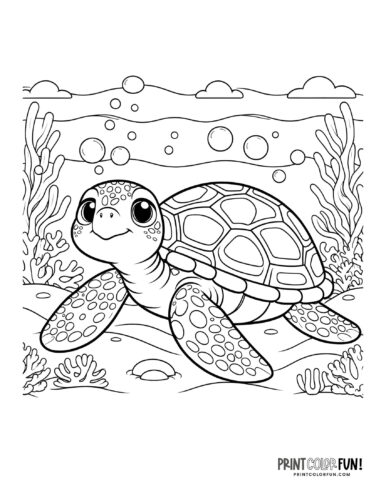 Cute cartoon sea turtle coloring pages at PrintColorFun com 4