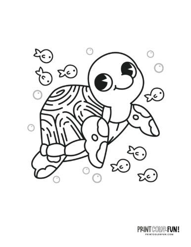Cute cartoon sea turtle coloring pages at PrintColorFun com 5