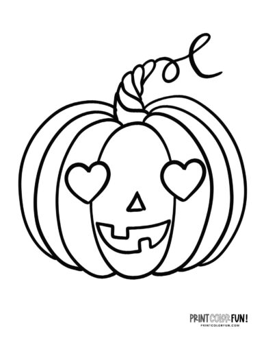 Cute carved pumpkin with heart eyes