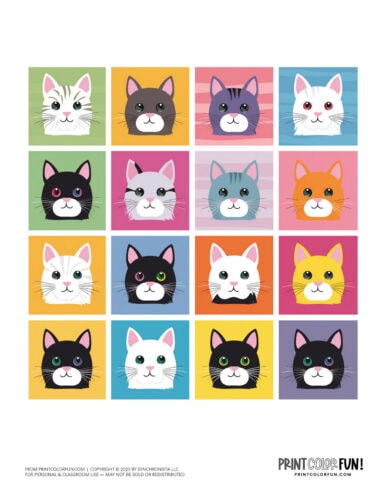 Cute cat colorblock clipart from PrintColorFun com 2