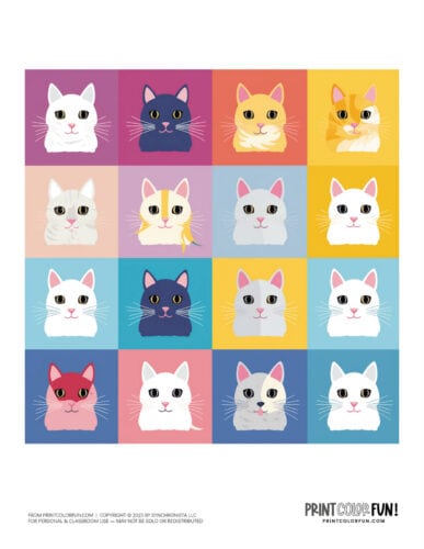 Cute cat colorblock clipart from PrintColorFun com 3