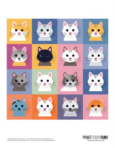 Cute cat colorblock clipart from PrintColorFun com 4