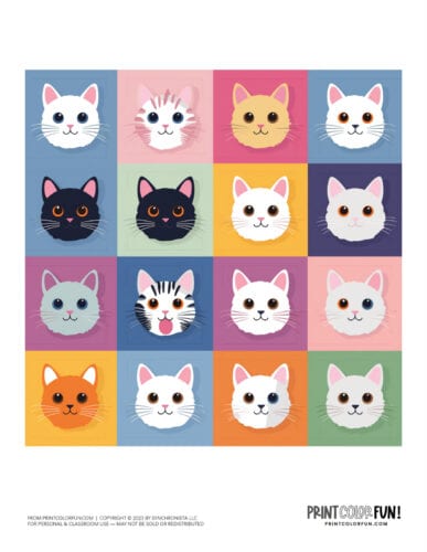 Cute cat colorblock clipart from PrintColorFun com 5