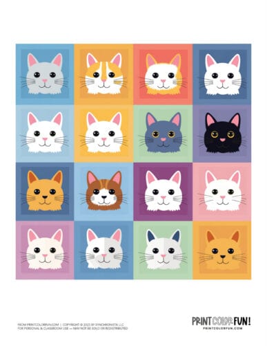 Cute cat colorblock clipart from PrintColorFun com 6