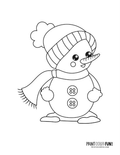 Cute child snowperson - Snowman coloring page from PrintColorFun com