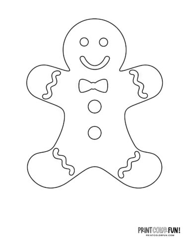 Cute classic gingerbread man coloring page from PrintColorFun com