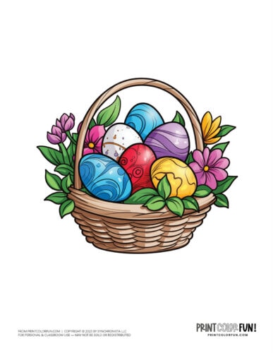 Cute colorful Easter basket clipart drawing from PrintColorFun com (05)