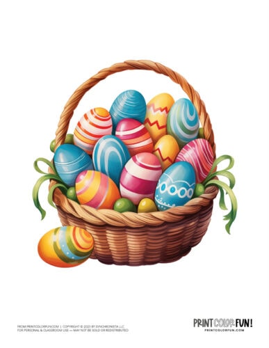 Cute colorful Easter basket clipart drawing from PrintColorFun com (07)