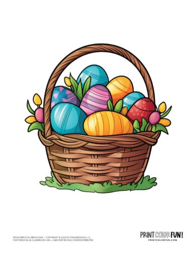 Cute colorful Easter basket clipart drawing from PrintColorFun com (08)