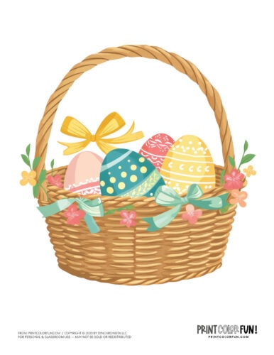 Cute colorful Easter basket clipart drawing from PrintColorFun com (11)