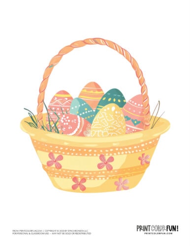 Cute colorful Easter basket clipart drawing from PrintColorFun com (12)