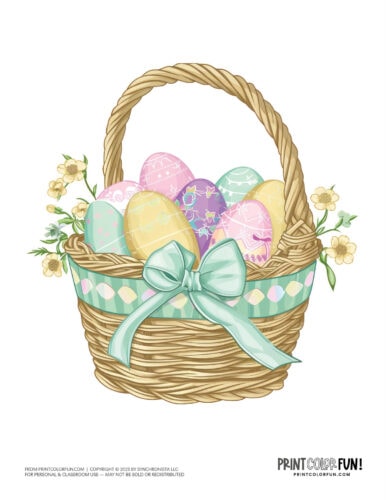 Cute colorful Easter basket clipart drawing from PrintColorFun com (13)
