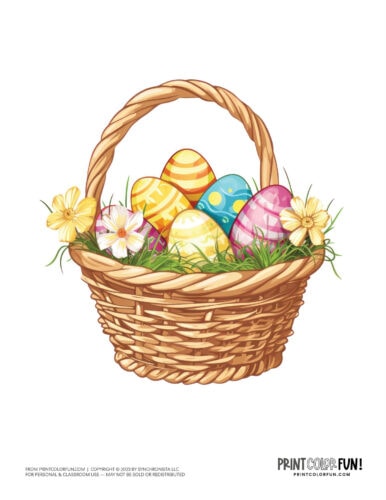 Cute colorful Easter basket clipart drawing from PrintColorFun com (14)