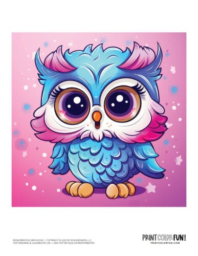 Cute colorful owl clipart drawing from PrintColorFun com (1)
