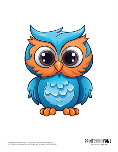 Cute colorful owl clipart drawing from PrintColorFun com (2)