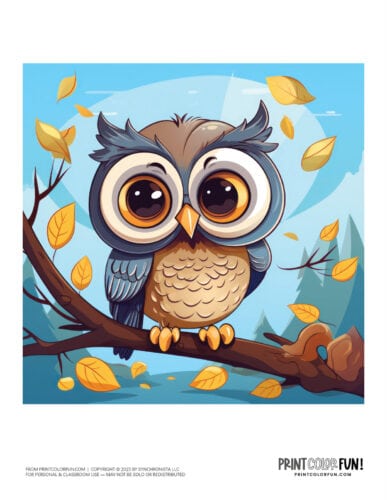 Cute colorful owl clipart drawing from PrintColorFun com (6)