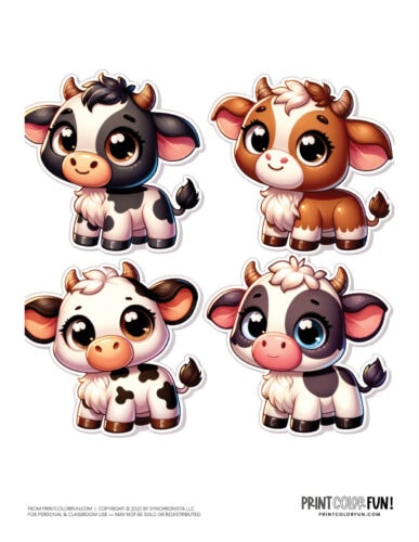 Cute cow color clipart from PrintColorFun com
