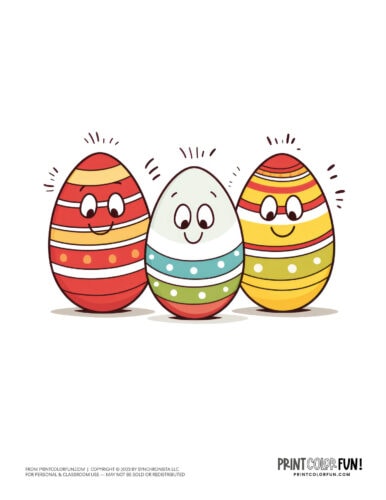 Cute decorated Easter egg clipart drawing from PrintColorFun com
