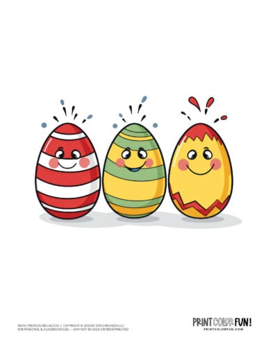 Cute decorated Easter eggs clipart drawing from PrintColorFun com (1)